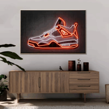 Neon Art Sports Shoes Canvas Painting Sneaker Art Canvas Poster and Prints Modern Pop Art Wall Picture for Home Room Decor Gifts