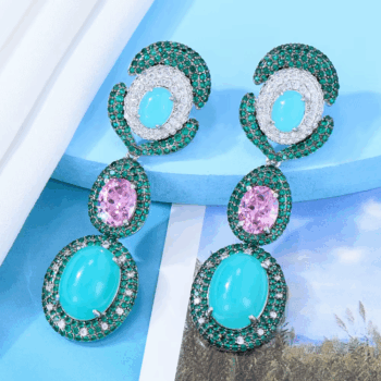NEW Luxury Green Waterdrop African Earring for Women Wedding Party Indian Dubai Bridal Jewelry Boucle D'Oreille Femme Gift