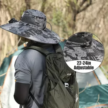 Solar Powered Fan Hat for Men and Women - Outdoor Fishing Hat with Fan, Wide Brim Sun Hat for Camping and Working