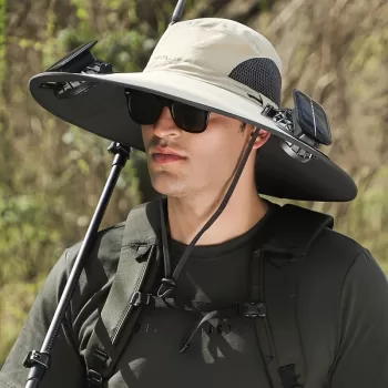 Solar Powered Fan Hat for Men and Women - Outdoor Fishing Hat with Fan, Wide Brim Sun Hat for Camping and Working
