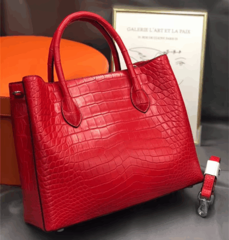 Authentic Crocodile Skin Lady Yellow Working Purse Genuine Alligator Leather Female Totes Handbag Women'S Large Shoulder Bag