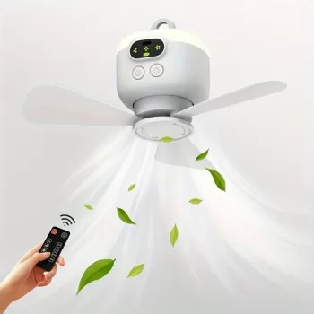 Rechargeable Portable Fan with LED Light, Multifunction Hanging Fan with Remote Control Function Suitable for Outdoor Use, Household Appliances, Home Essentials, Men Gifts, Led Ceiling Light Fan
