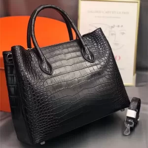 Authentic Crocodile Skin Lady Yellow Working Purse Genuine Alligator Leather Female Totes Handbag Women'S Large Shoulder Bag