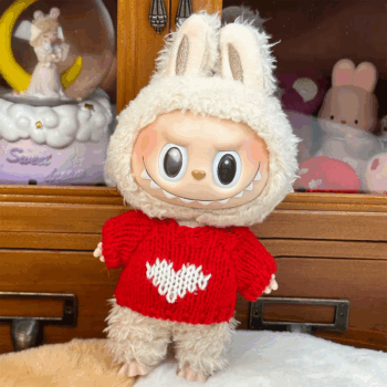 Doll Clothes Ropa Labubu for 17Cm Labubu V2 V1 Labubu Winter Sweater Strawberry Love Pattern Kid Toy Gift