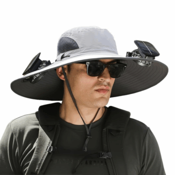 Solar Powered Fan Hat for Men and Women - Outdoor Fishing Hat with Fan, Wide Brim Sun Hat for Camping and Working