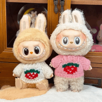 Doll Clothes Ropa Labubu for 17Cm Labubu V2 V1 Labubu Winter Sweater Strawberry Love Pattern Kid Toy Gift