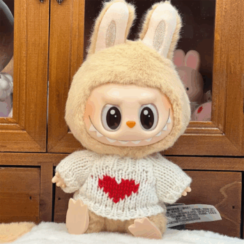 Doll Clothes Ropa Labubu for 17Cm Labubu V2 V1 Labubu Winter Sweater Strawberry Love Pattern Kid Toy Gift