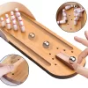 Table Top Mini Bowling Game Wooden Board Arcade Shooting Office Desk Stress Relief Finger Toys Fun Gifts for Men Women Kids
