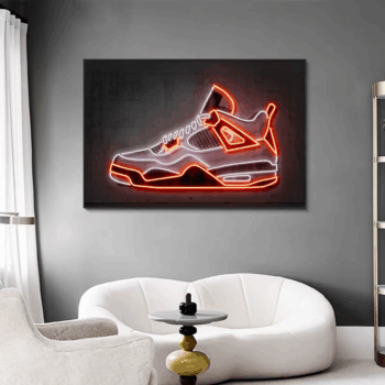 Neon Art Sports Shoes Canvas Painting Sneaker Art Canvas Poster and Prints Modern Pop Art Wall Picture for Home Room Decor Gifts