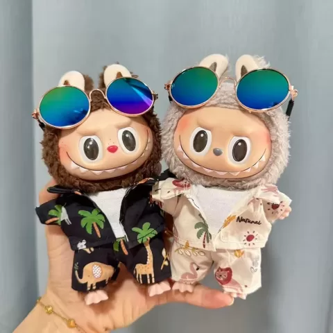 17Cm Cute Baby Clothes Accessories for Korea Kpop Exo Labubu Idol Dolls Clothing Doll Clothes Sunglasses Coconut Palm Beach Suit