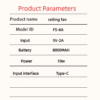 Rechargeable Portable Fan with LED Light, Multifunction Hanging Fan with Remote Control Function Suitable for Outdoor Use, Household Appliances, Home Essentials, Men Gifts, Led Ceiling Light Fan