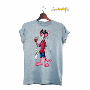 Trendy Coffee T-Shirt with Pink Panther