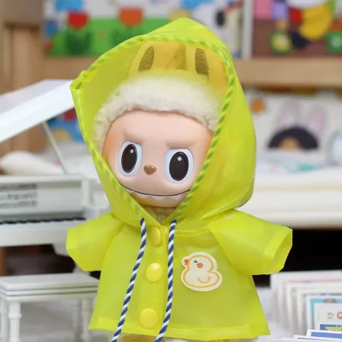 Mini Doll'S Clothes Outfit Accessories for Korea Kpop Exo 15-17Cm Labubu Idol V1 V2 Green Yellow Raincoat Hat Set Clothing Gift