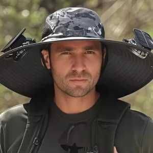 Solar Powered Fan Hat for Men and Women - Outdoor Fishing Hat with Fan, Wide Brim Sun Hat for Camping and Working