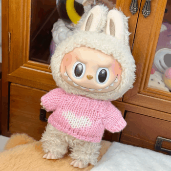 Doll Clothes Ropa Labubu for 17Cm Labubu V2 V1 Labubu Winter Sweater Strawberry Love Pattern Kid Toy Gift