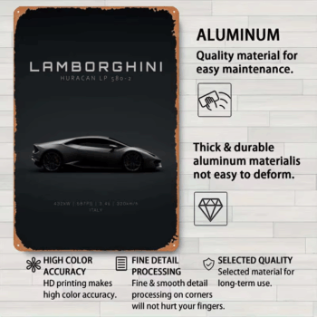 Lamborghini Huracan LP5802 Tinplate Sign Car Metal Poster Bedroom Decoration Room Metal Sign for Garage Wall Art Decoration Home