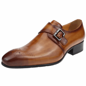 Mens Formal Male Shoe Side Buckle Leather Shoes Pointed Toe Bullock Carving Classic Style Classic Gentleman Formal Wear Pointed