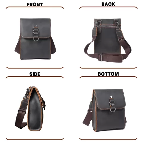 Genuine Leather Men'S Casual Shoulder Bag Mini Phone Bag Crossbody Fashion Cowhide Chest Bag Crzay Horse Leather