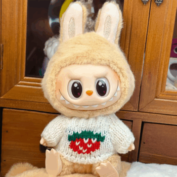 Doll Clothes Ropa Labubu for 17Cm Labubu V2 V1 Labubu Winter Sweater Strawberry Love Pattern Kid Toy Gift