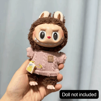 Doll Clothes Ropa Labubu for 17Cm Labubu V2 V1 Labubu Winter Sweater Strawberry Love Pattern Kid Toy Gift