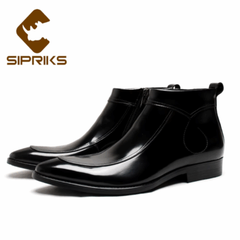 Mens Leather Ankle Boots Black Pointed Zip Boots Formal Suits Gents Cowboy Wine Red Boots Luxury Top Quality Rubber Boot