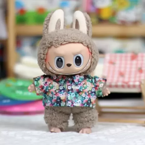 17Cm Labubu Doll cute Mini Clothes Outfit Accessories Denim Jumpsuit Dress Diy Labubu Doll Clothes