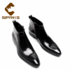 Mens Leather Ankle Boots Black Pointed Zip Boots Formal Suits Gents Cowboy Wine Red Boots Luxury Top Quality Rubber Boot