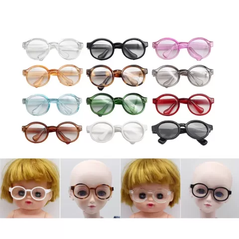 Labubu Glasses 6.5Cm Transparent Plastic Glasses for 1/8 1/6 1/3 1/4 BJD for Labubu MSD SD Plush for EXO Doll Sunglasses