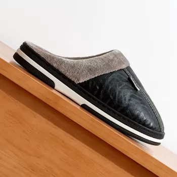 Men'S Slippers Winter Big Size Indoor Waterproof PU Leather
