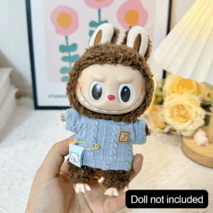 Doll Clothes Ropa Labubu for 17Cm Labubu V2 V1 Labubu Winter Sweater Strawberry Love Pattern Kid Toy Gift