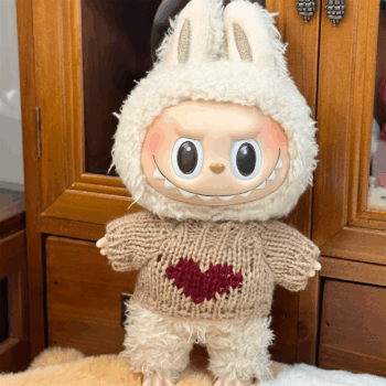 Doll Clothes Ropa Labubu for 17Cm Labubu V2 V1 Labubu Winter Sweater Strawberry Love Pattern Kid Toy Gift