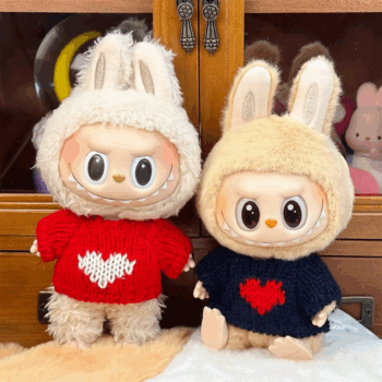 Doll Clothes Ropa Labubu for 17Cm Labubu V2 V1 Labubu Winter Sweater Strawberry Love Pattern Kid Toy Gift