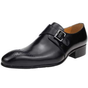 Mens Formal Male Shoe Side Buckle Leather Shoes Pointed Toe Bullock Carving Classic Style Classic Gentleman Formal Wear Pointed