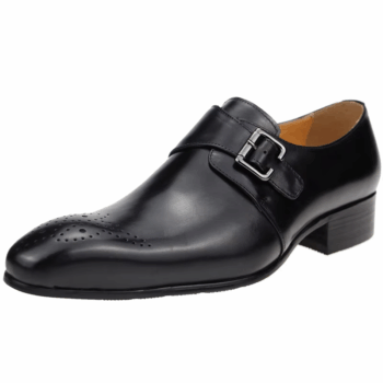 Mens Formal Male Shoe Side Buckle Leather Shoes Pointed Toe Bullock Carving Classic Style Classic Gentleman Formal Wear Pointed