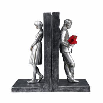 2Pcs Bookends Resin Banksy Book Ends Bookshelf 3D Figure Mold Books End Miniature Figurine Decorative Book Holder Sujetalibros