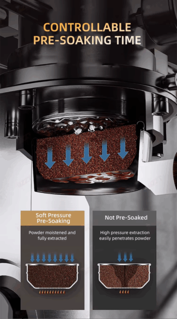 Cmp-Pro Pneumatic Coffee Machine Milk Foaming Maker 9 Bar Extraction Espresso Maker with Power Supply 220V