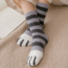 Plush Winter Funny Cute Style Animal Cat Paw Cartoon Pattern Women Cotton Socks Super Soft for Female House Sleeping Floor Sox