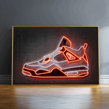 Neon Art Sports Shoes Canvas Painting Sneaker Art Canvas Poster and Prints Modern Pop Art Wall Picture for Home Room Decor Gifts