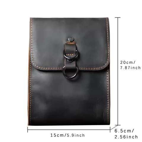 Genuine Leather Men'S Casual Shoulder Bag Mini Phone Bag Crossbody Fashion Cowhide Chest Bag Crzay Horse Leather