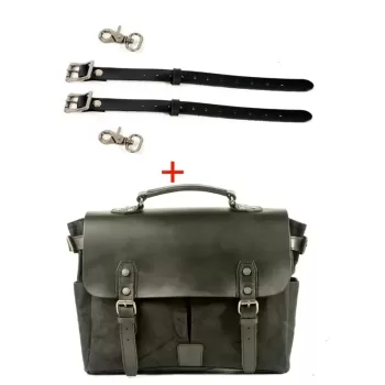 Vintage Men'S Canvas Crazy Horse Leather Shoulder Messenger Bag Computer Bag Official Knight Motorcycle Bag