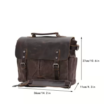 Vintage Men'S Canvas Crazy Horse Leather Shoulder Messenger Bag Computer Bag Official Knight Motorcycle Bag