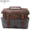 Vintage Men'S Canvas Crazy Horse Leather Shoulder Messenger Bag Computer Bag Official Knight Motorcycle Bag