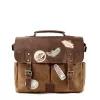 Vintage Men'S Canvas Crazy Horse Leather Shoulder Messenger Bag Computer Bag Official Knight Motorcycle Bag