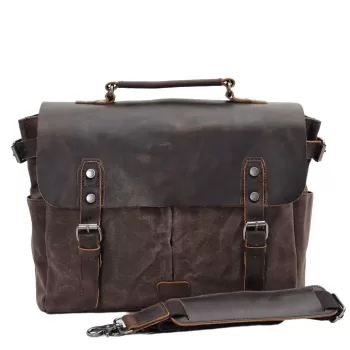 Vintage Men'S Canvas Crazy Horse Leather Shoulder Messenger Bag Computer Bag Official Knight Motorcycle Bag
