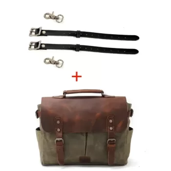 Vintage Men'S Canvas Crazy Horse Leather Shoulder Messenger Bag Computer Bag Official Knight Motorcycle Bag