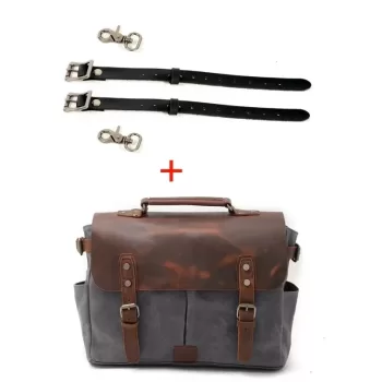 Vintage Men'S Canvas Crazy Horse Leather Shoulder Messenger Bag Computer Bag Official Knight Motorcycle Bag
