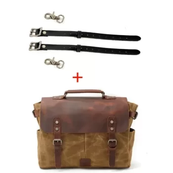 Vintage Men'S Canvas Crazy Horse Leather Shoulder Messenger Bag Computer Bag Official Knight Motorcycle Bag