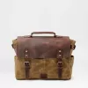 Vintage Men'S Canvas Crazy Horse Leather Shoulder Messenger Bag Computer Bag Official Knight Motorcycle Bag